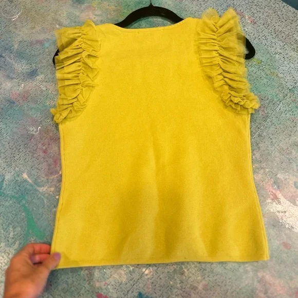 Chartreuse Ruffles Top - Picture 4 of 9